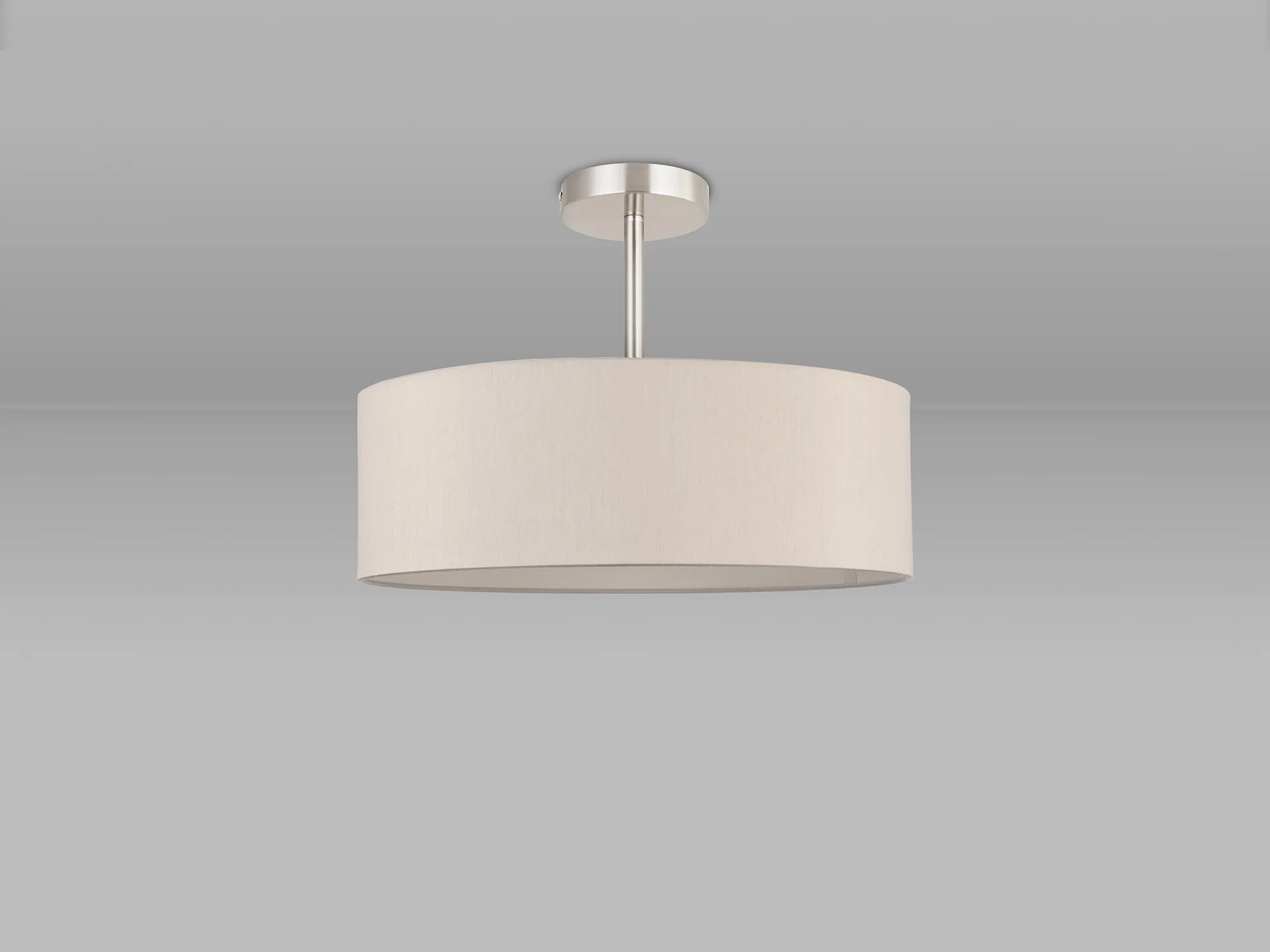 Baymont 45cm Semi Flush 5 Light Satin Nickel, Nude Beige/Moonlight DK0753  Deco Baymont SN NU